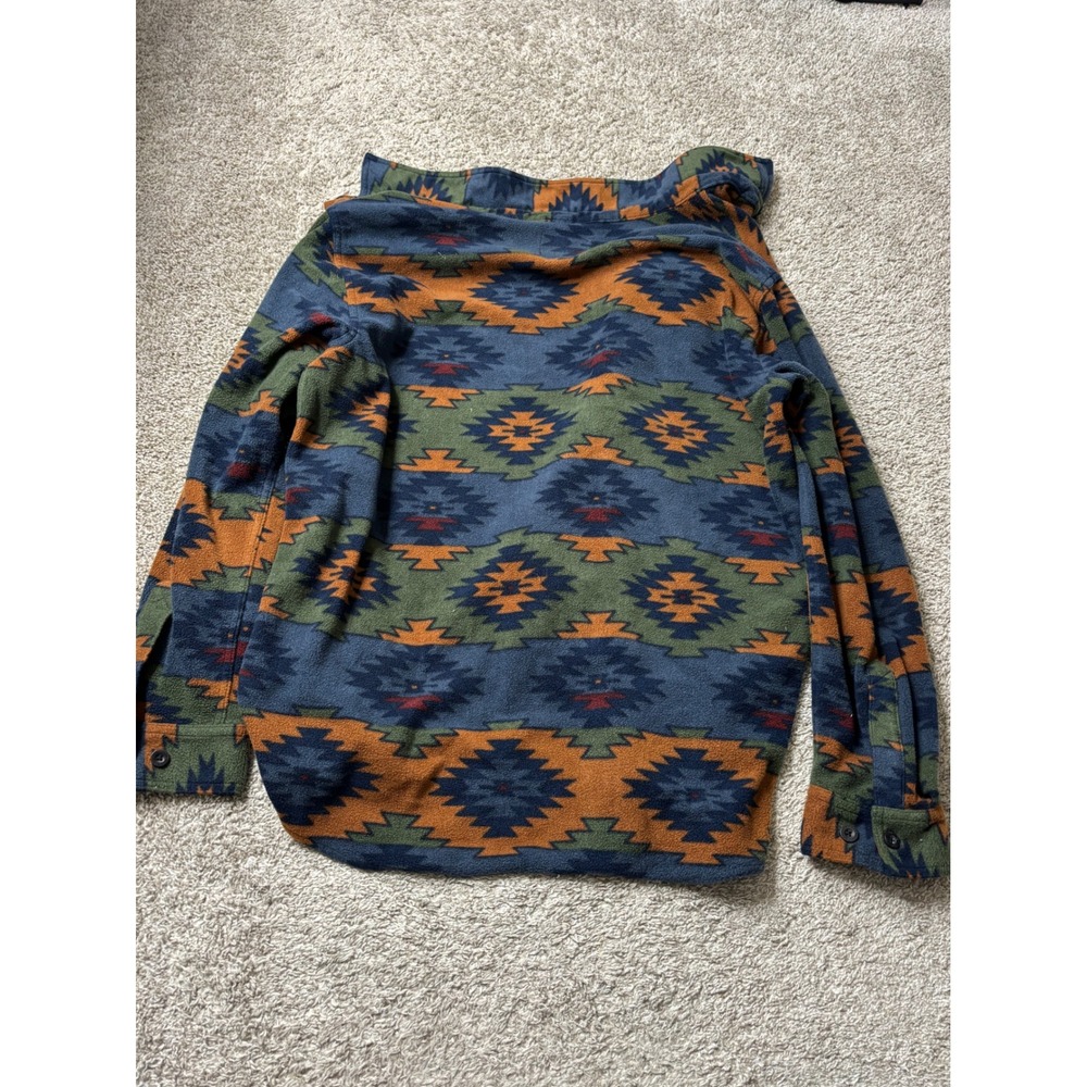 Legendary Whitetails Mens XL Fleece Button Down Shirt Southwestern Aztec Blue - Picture 3 of 6